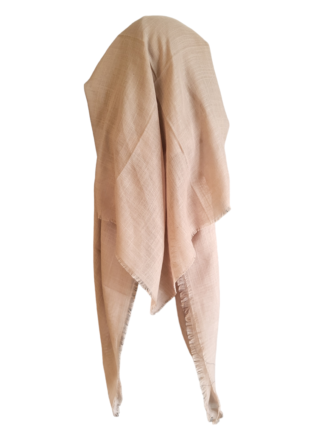 Light brown solid - long back pre-tied kerchief w/band sewn in - soft fringe material