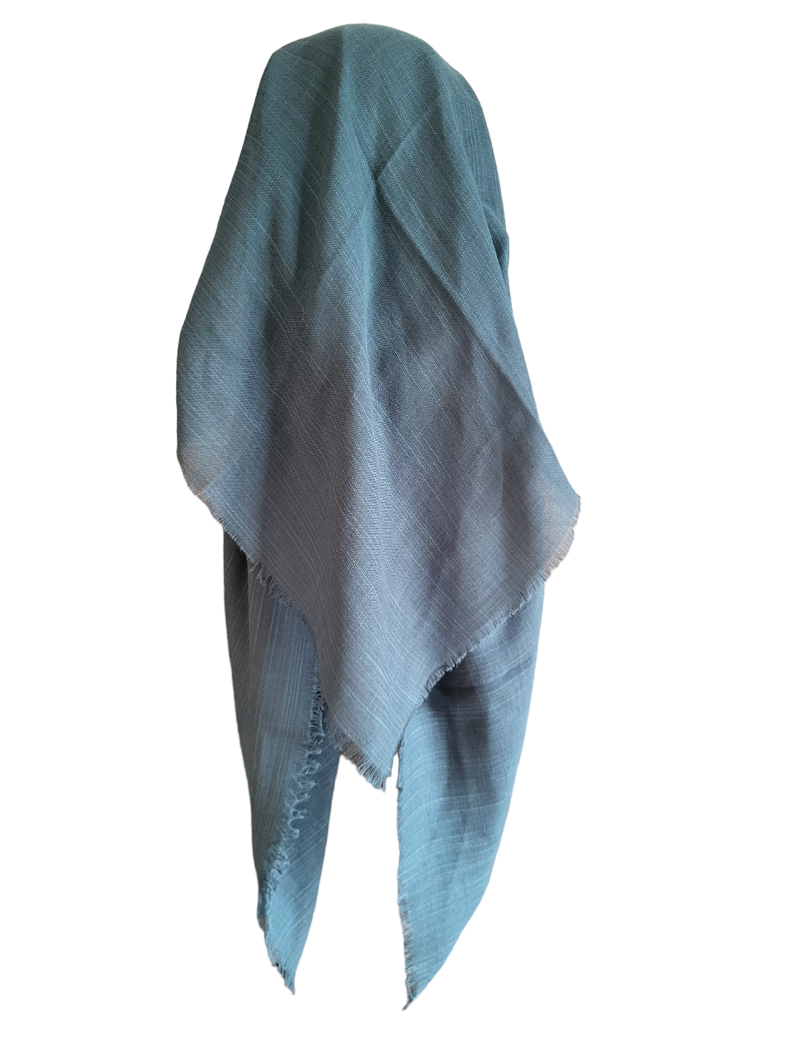 Dark teal solid - long back pre-tied kerchief w/band sewn in - soft fringe material