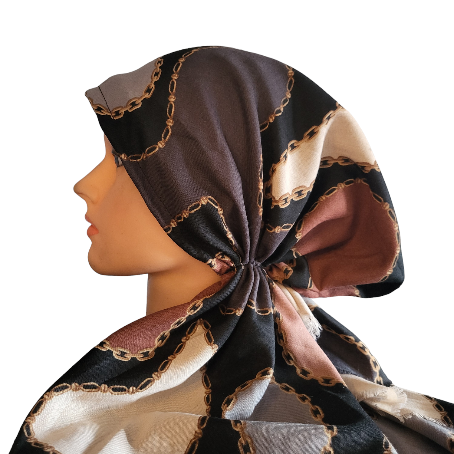 Black pretty colors &amp; chains - slightly shiny soft fringes pretied tichel