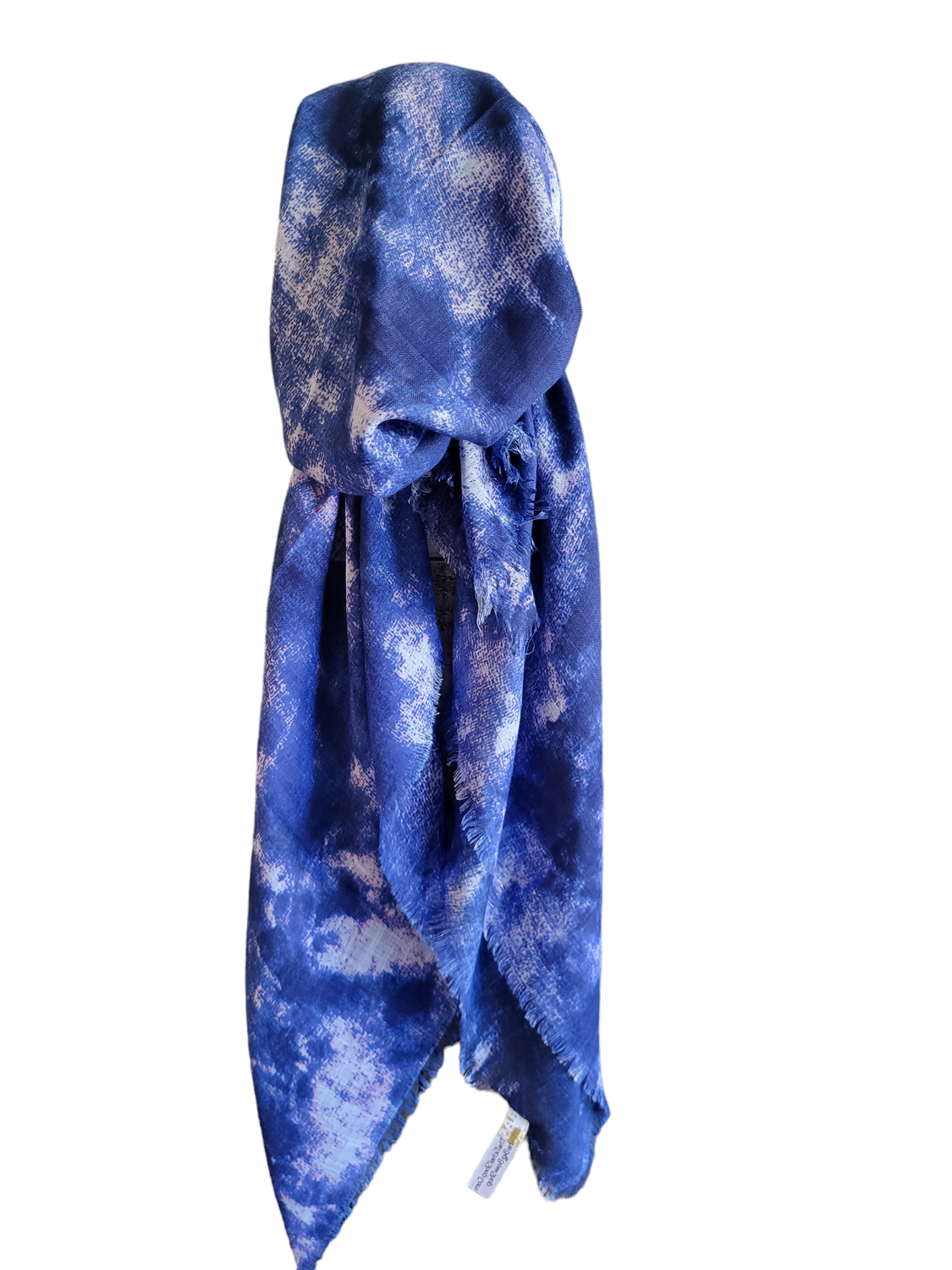 Shades of bright blue with a hint of pink tie dyed - soft fringes pretied tichel