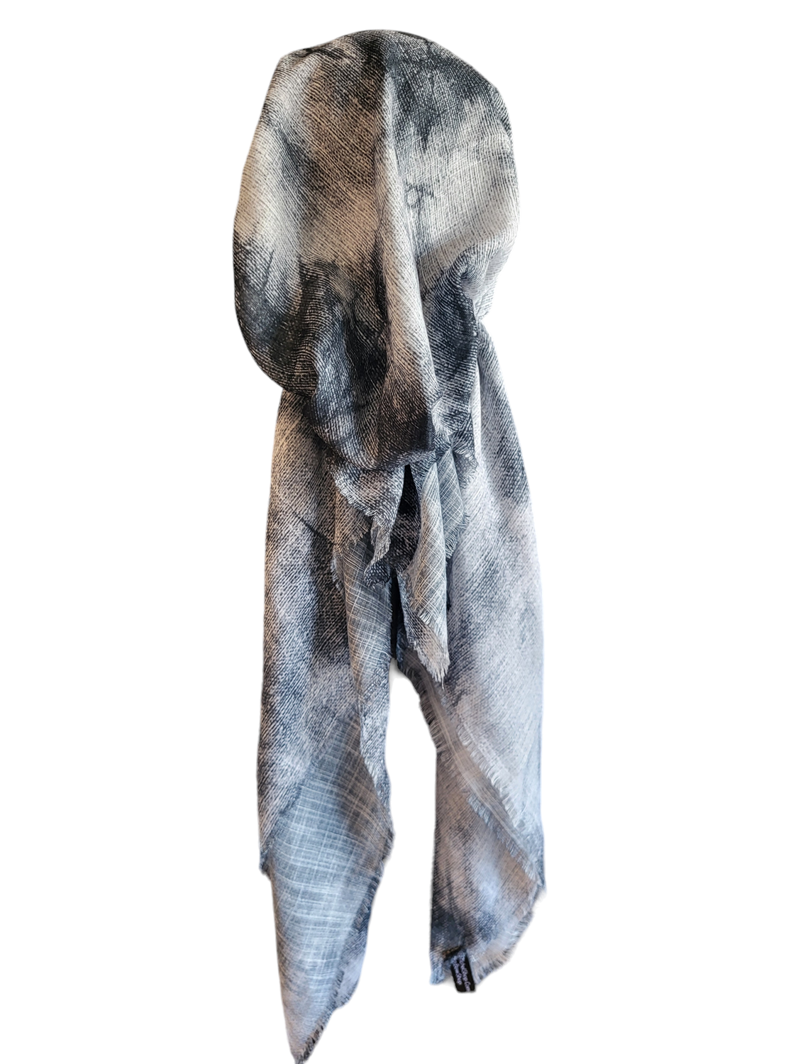gray tie dyed - soft fringes pretied tichel