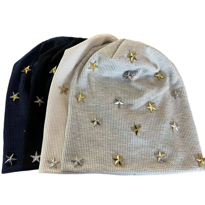 Dual colors stars waffle beanies