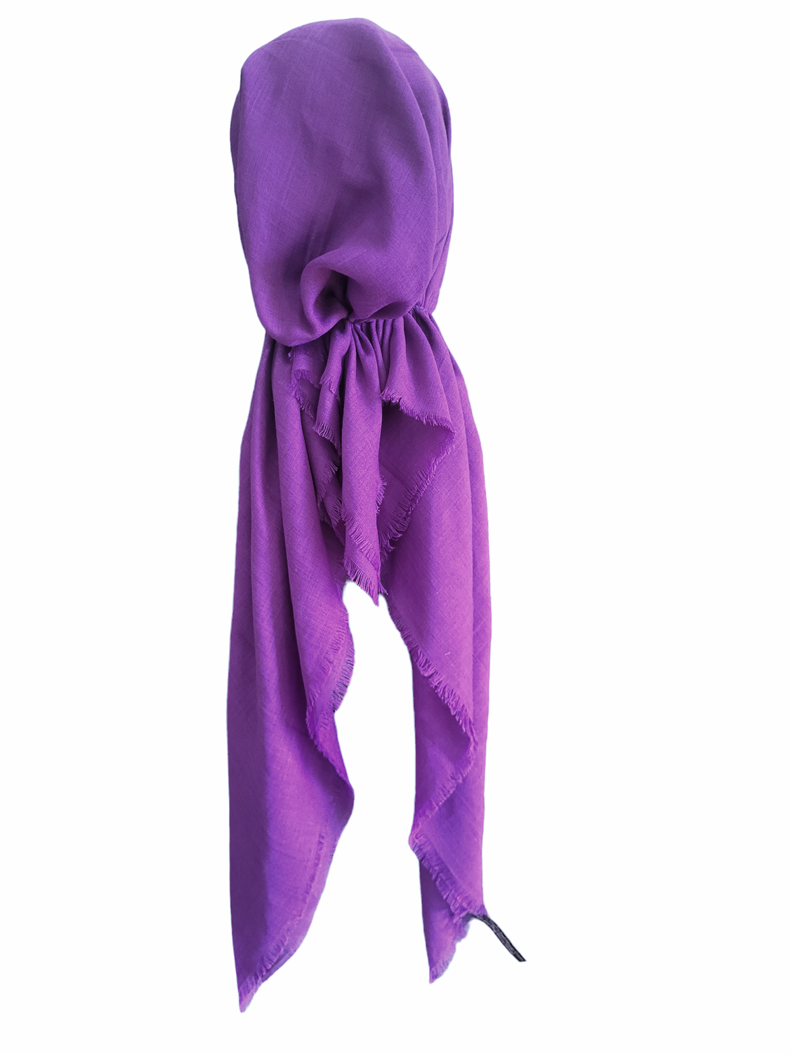 Purple solid  - soft fringes pretied tichel