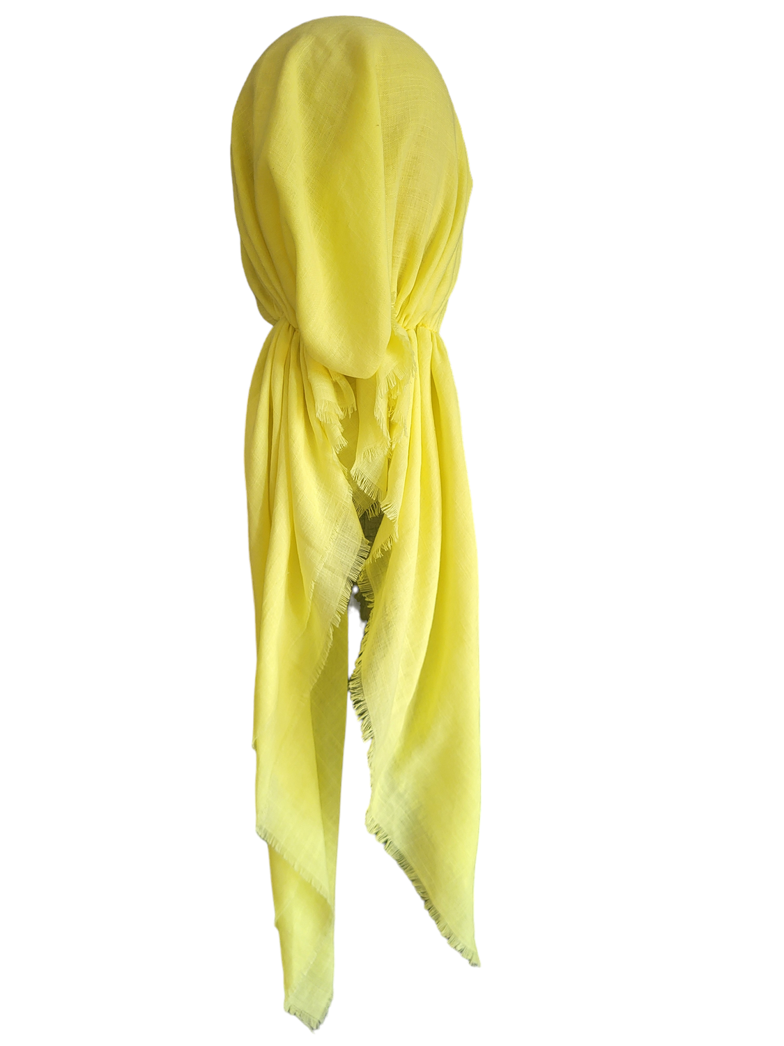 Dull lighter yellow solid  - soft fringes pretied tichel