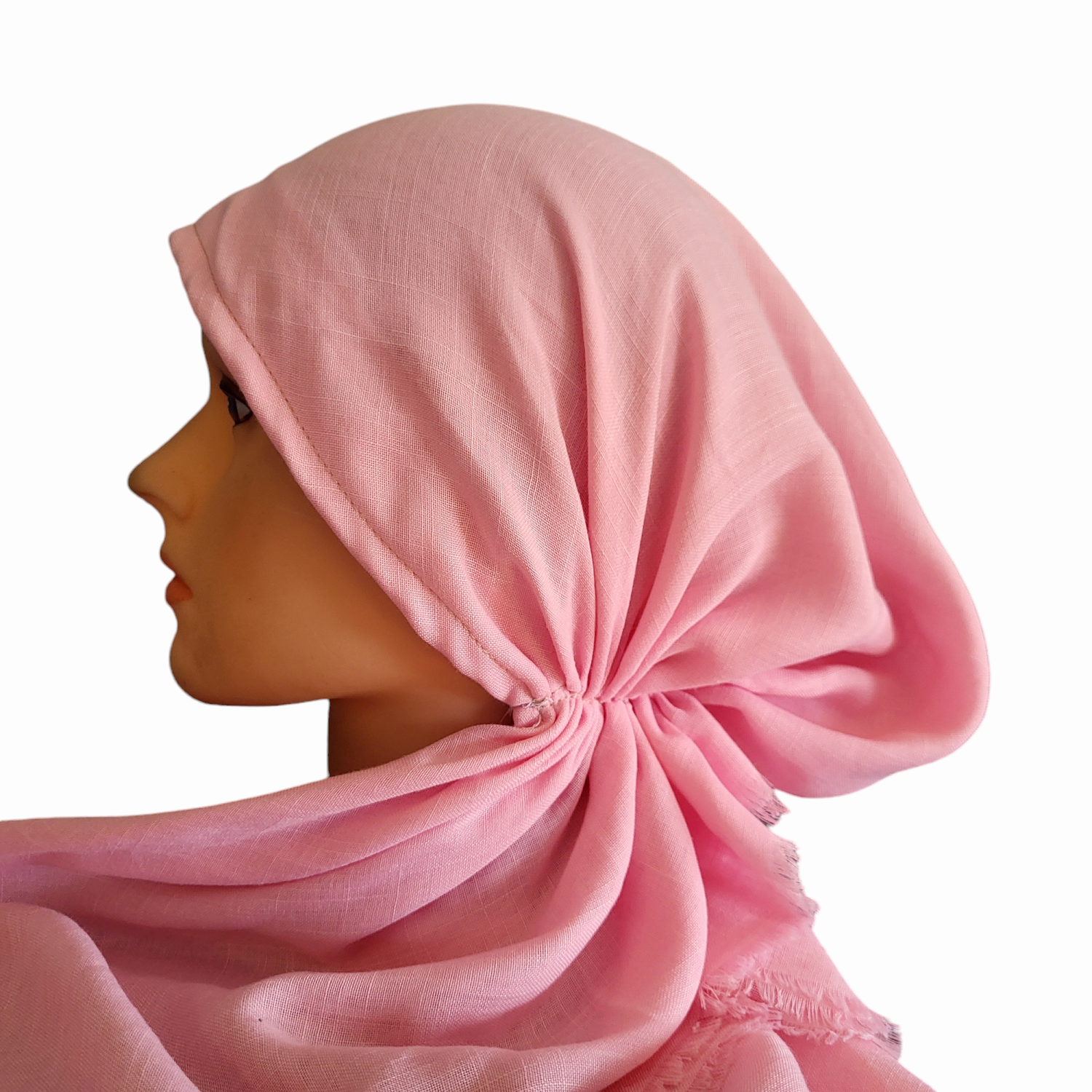 Light pink  - soft fringes pretied tichel