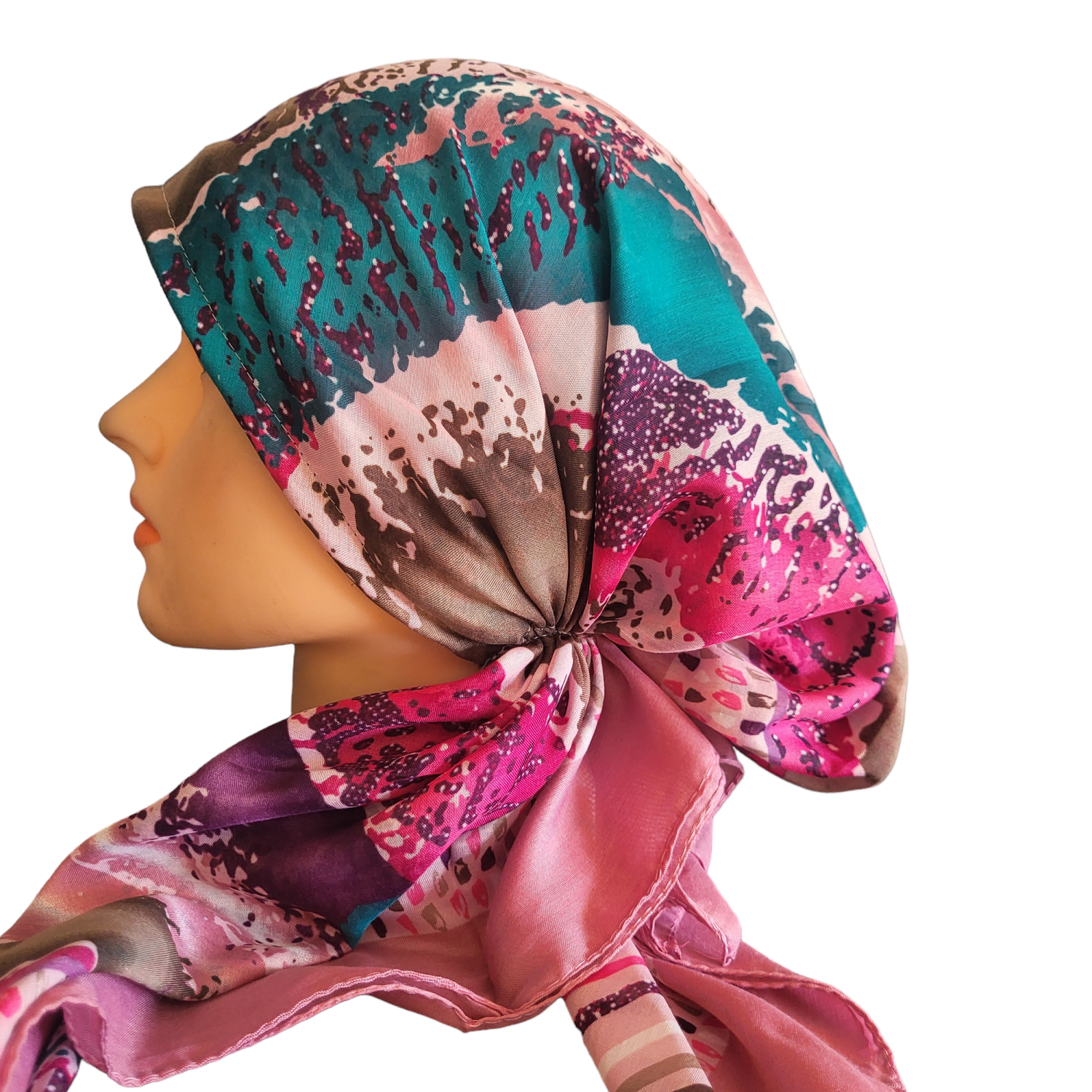 Pretty in pink - multicolored Turkish pretied tichel (BBS)