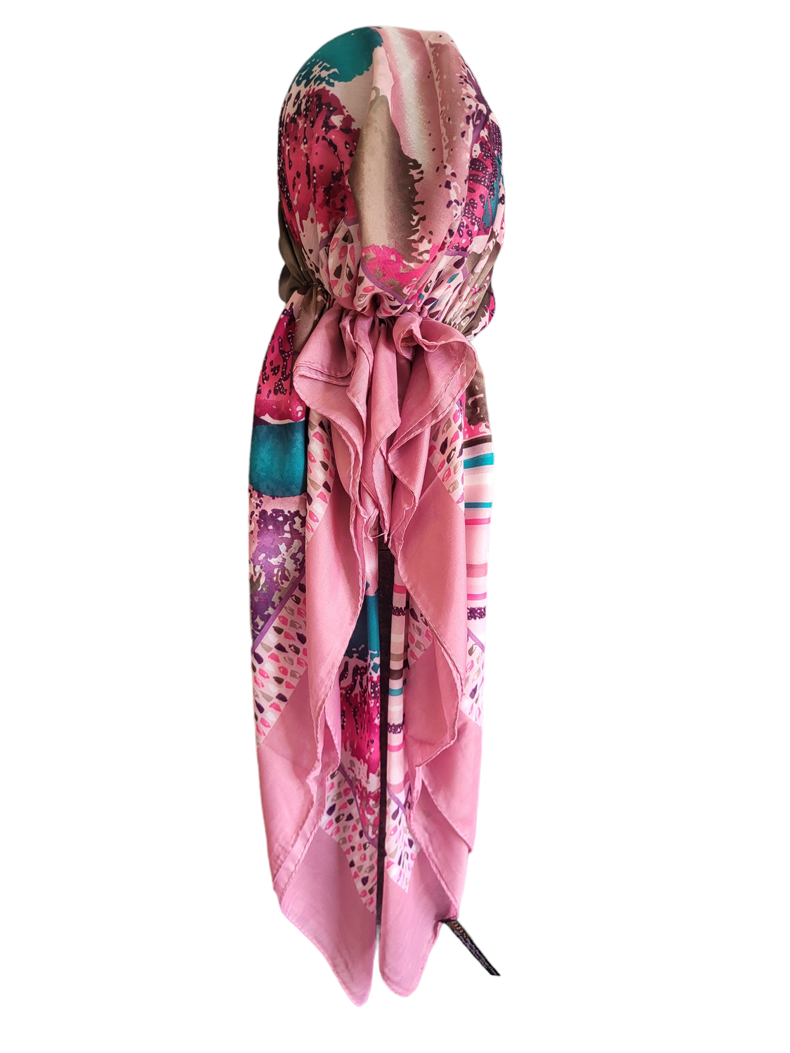 Pretty in pink - multicolored Turkish pretied tichel (BBS)