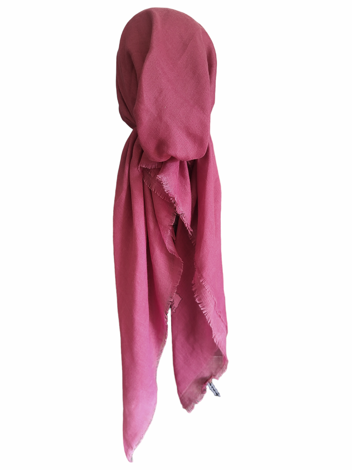 Shades of deep pink - shaded soft fringes pretied tichel