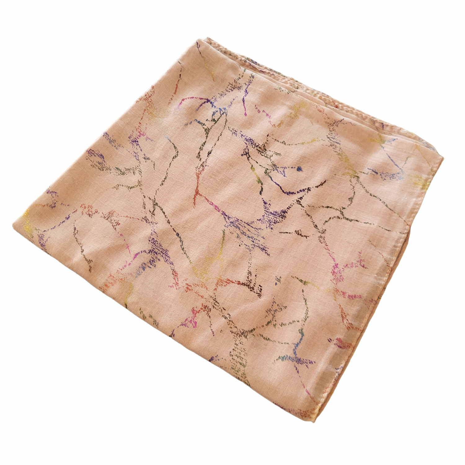 Light pink colorful metallic marbled tichel