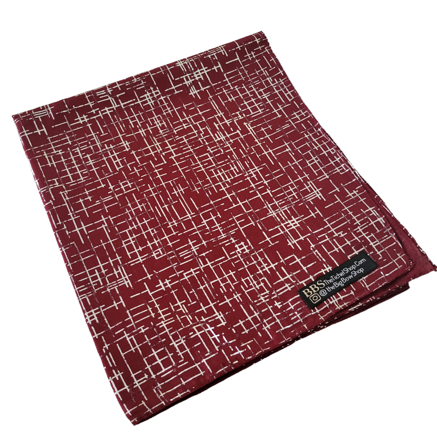Maroon silver metallic lines tichel