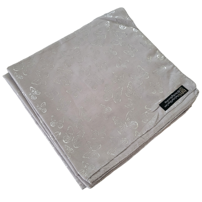 Light gray silver metallic butterflies tichel 