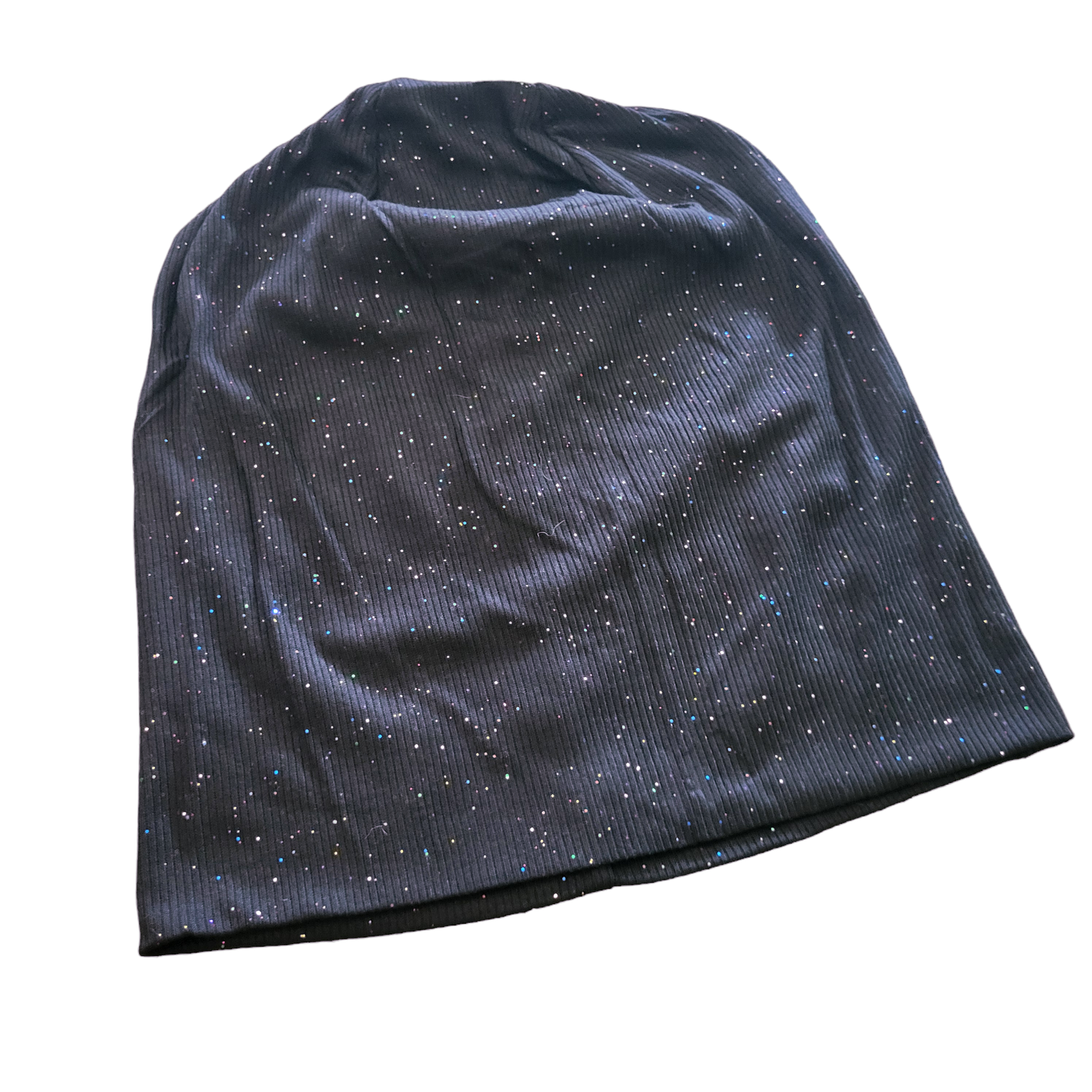 Black colorful glittery soft beanie
