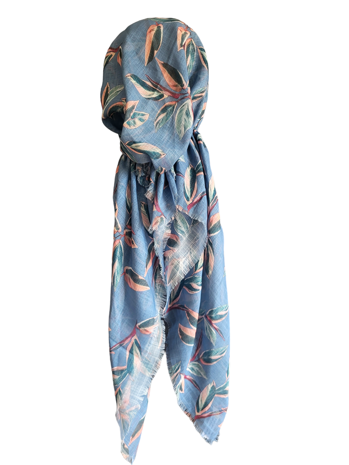 Denim pretty floral - soft fringes pretied tichel