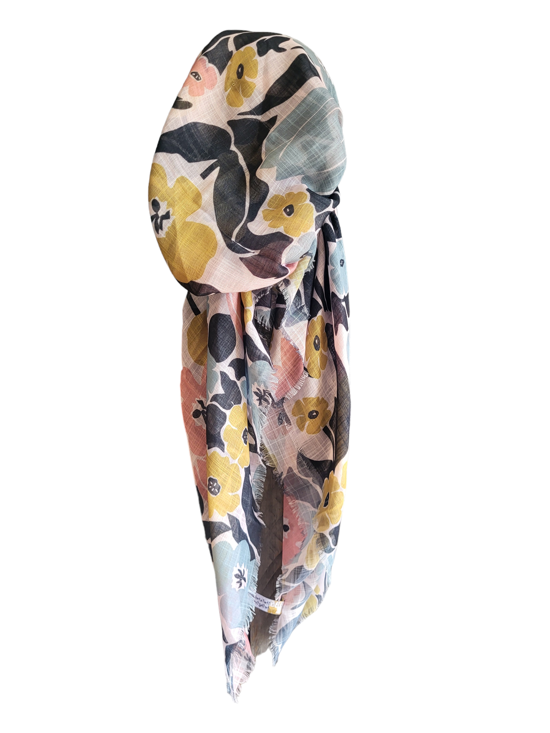 Big flowers w/mustard - soft fringes pretied tichel