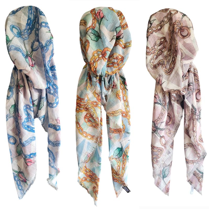 Flowers n&#39; chains - soft fringes pre-tied tichels