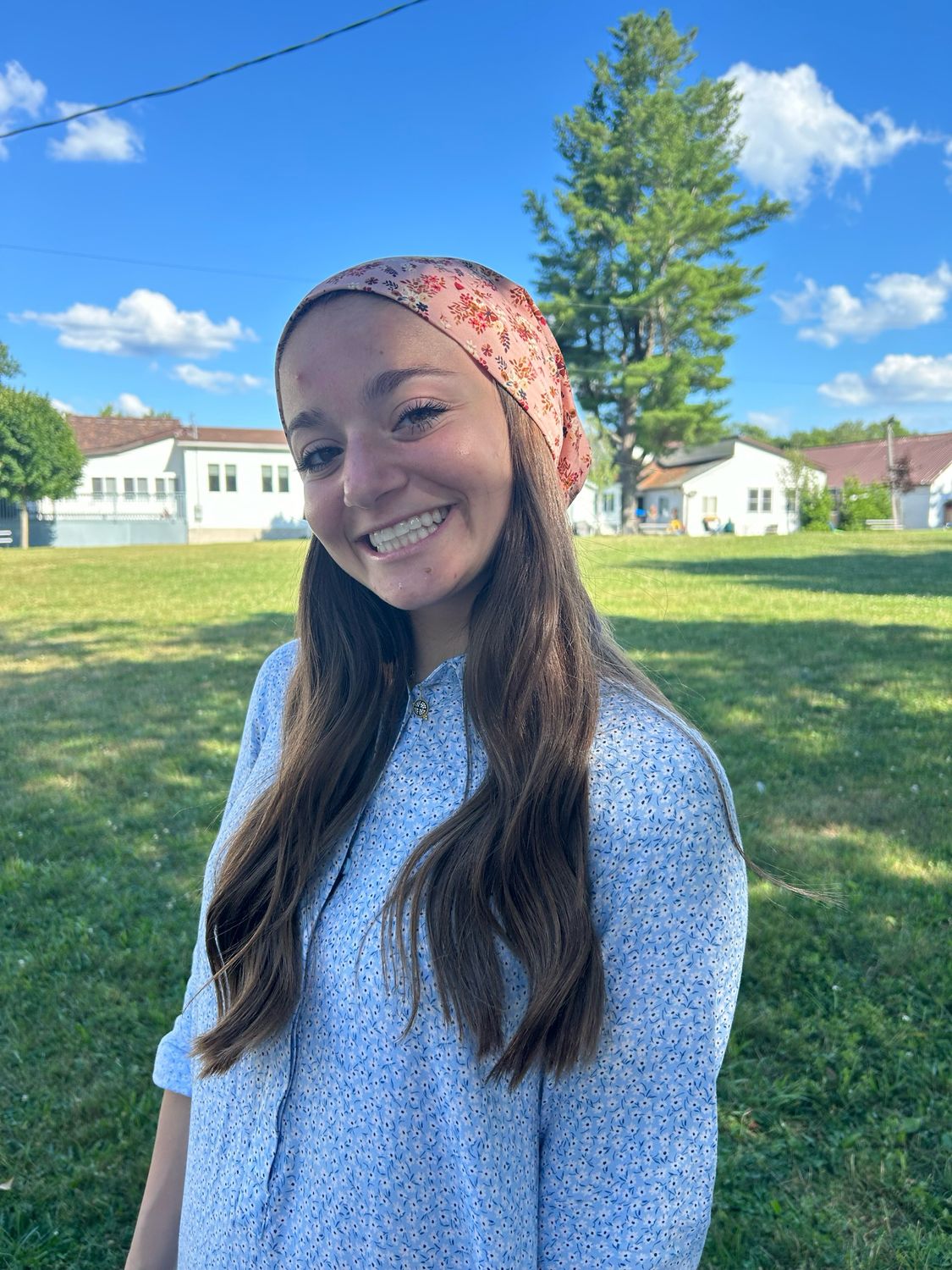 Blue floral thin cotton beanie