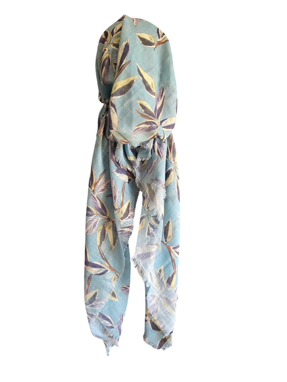 Light sea green pretty floral - soft fringes pretied tichel