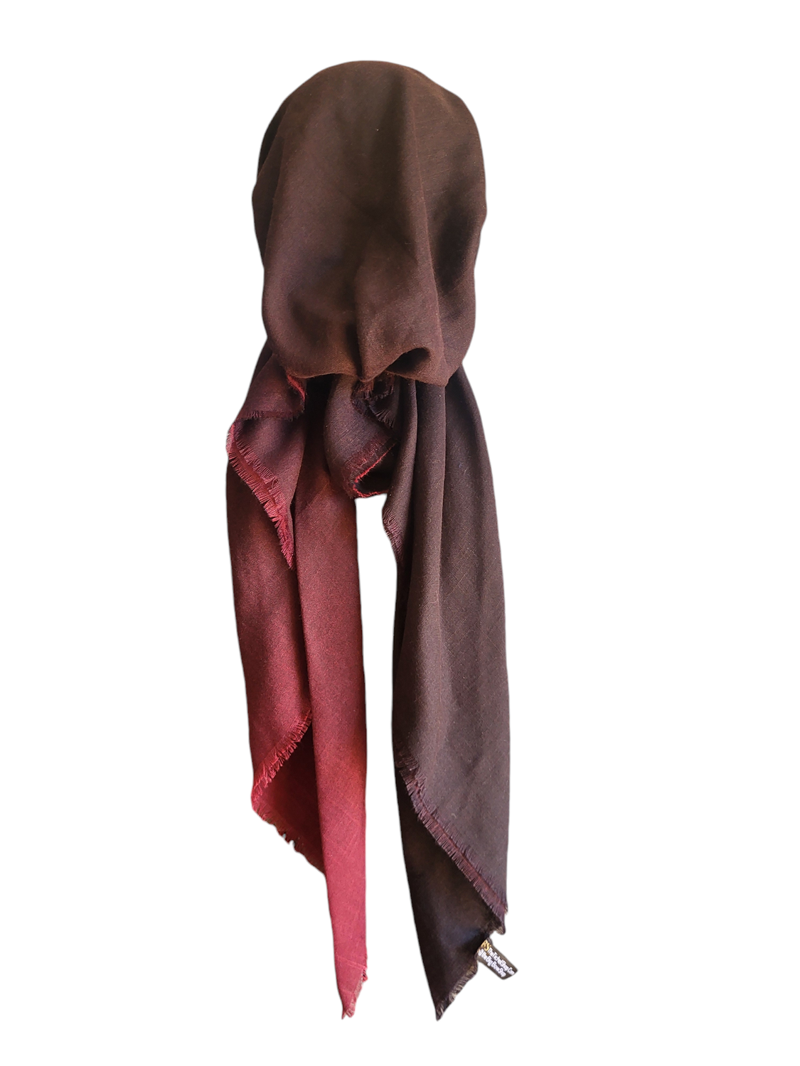 Shades of black/maroon - shaded soft fringes pretied tichel