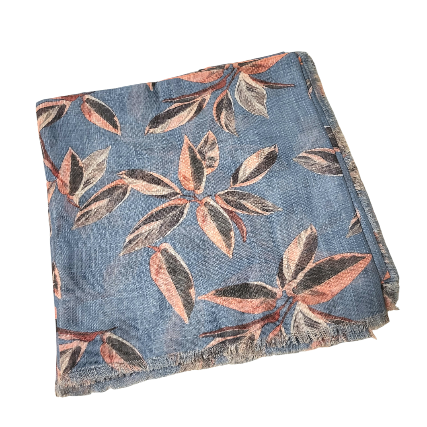 Denim - Soft fringes tichel - pretty floral pattern