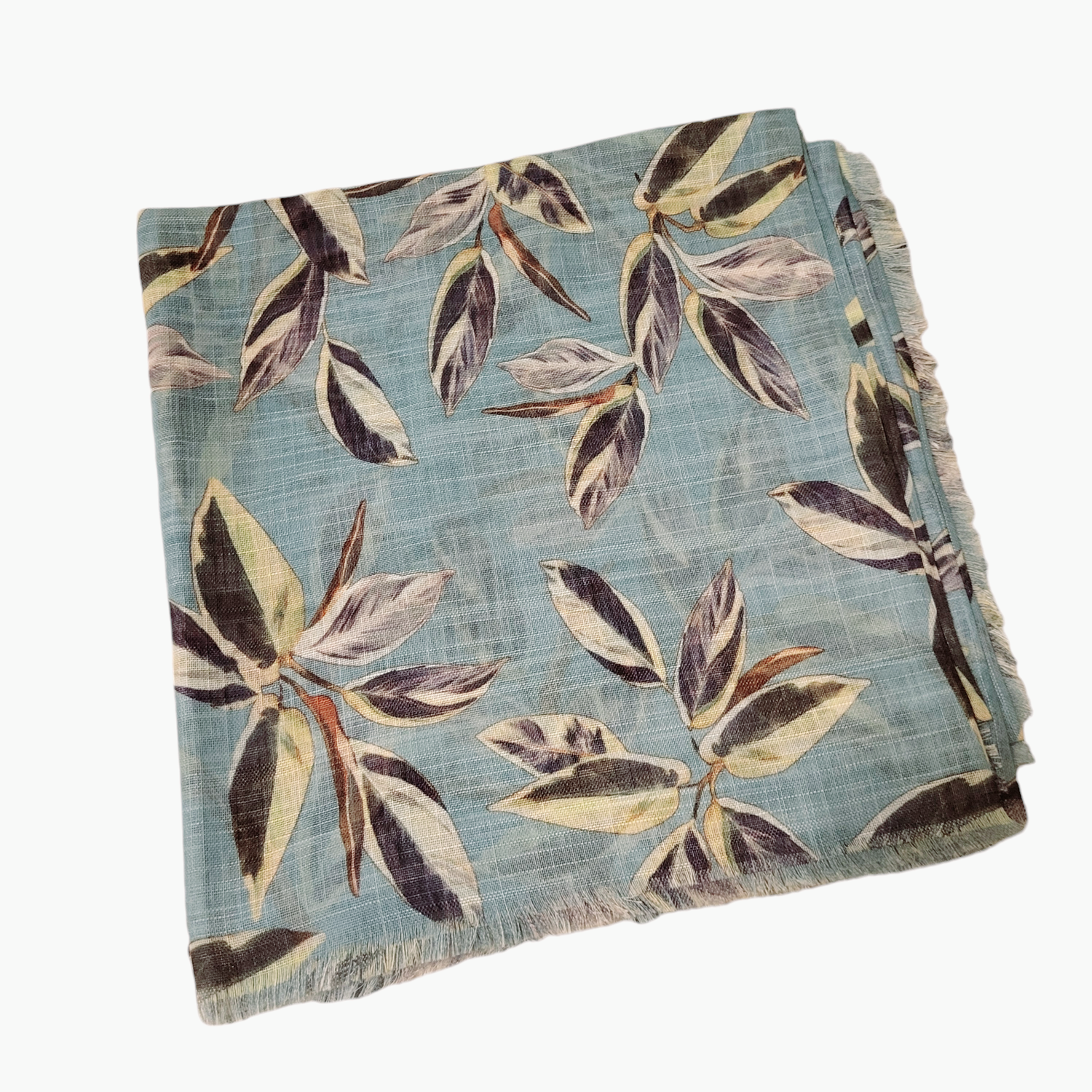 Light sea green - Soft fringes tichel - pretty floral pattern