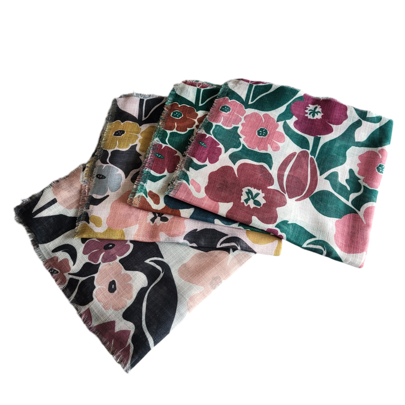 Soft fringes - big floral tichels