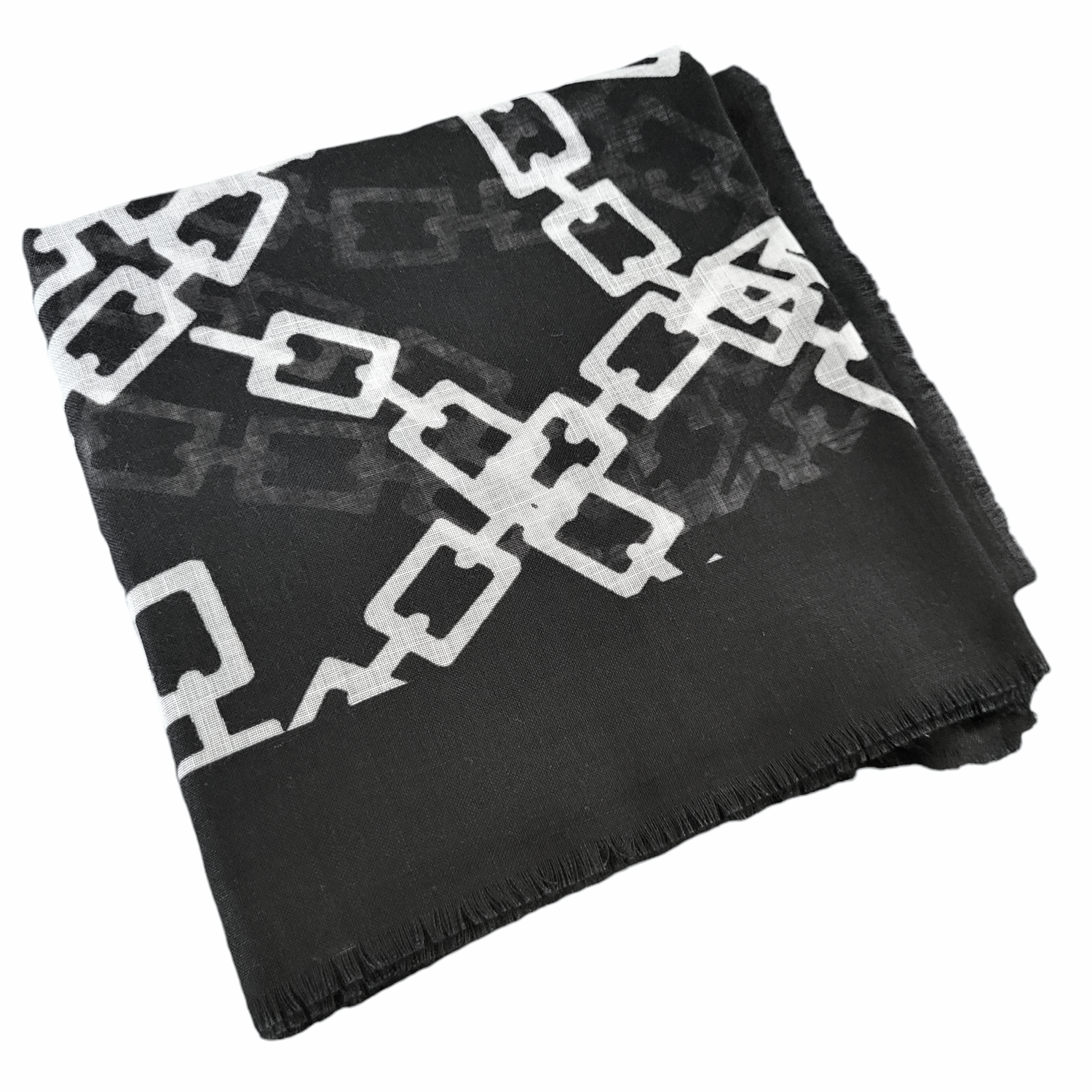 Black/white links patterned - soft fringes tichel