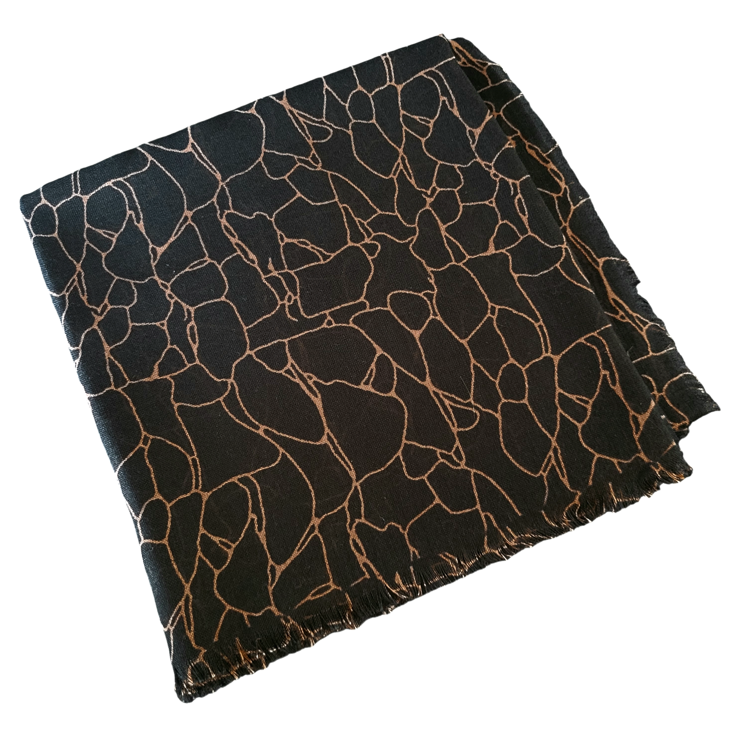 Black/brown patterned - soft fringes tichel