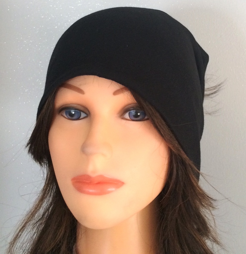 Black Cotton Beanie With fur