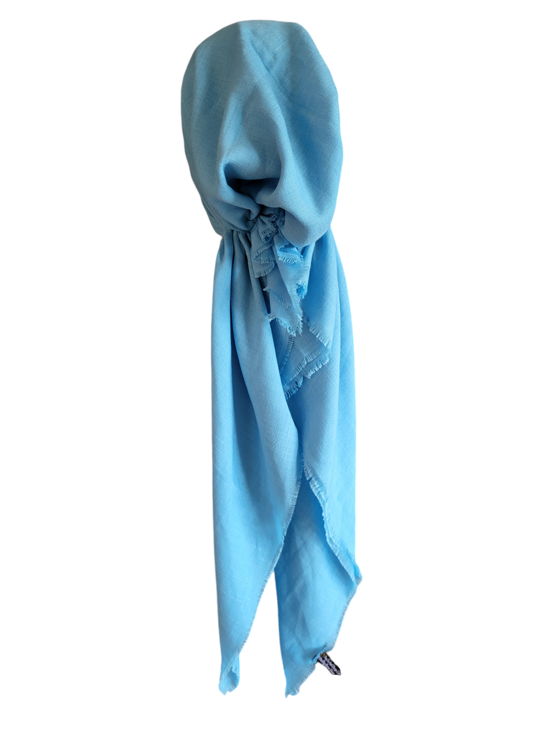 Sky blue solid  - soft fringes pretied tichel