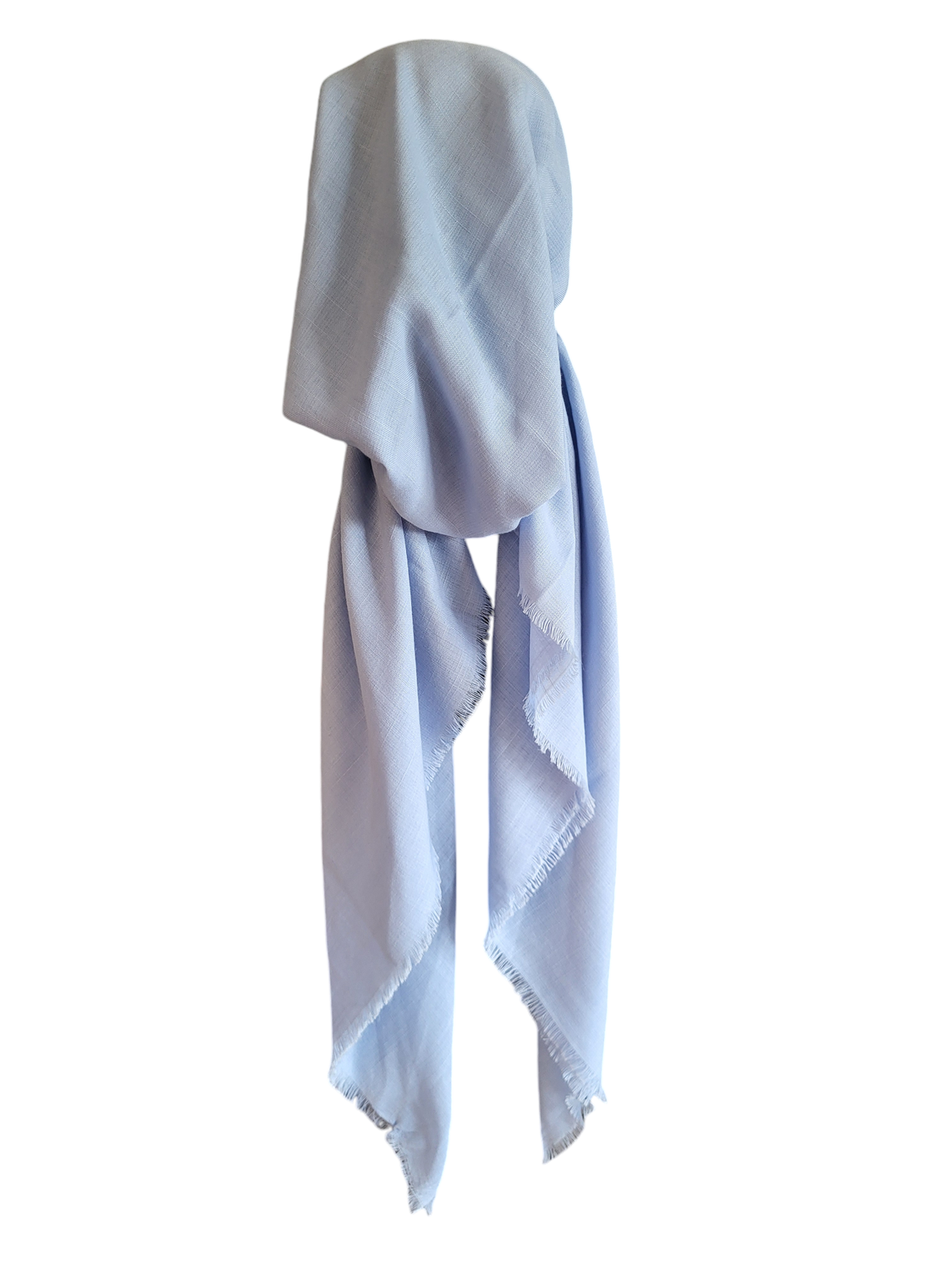 Light baby blue solid  - soft fringes pretied tichel