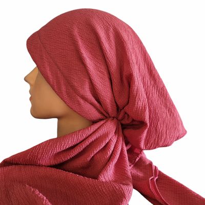 Dusty coral textured pre tied tichel 