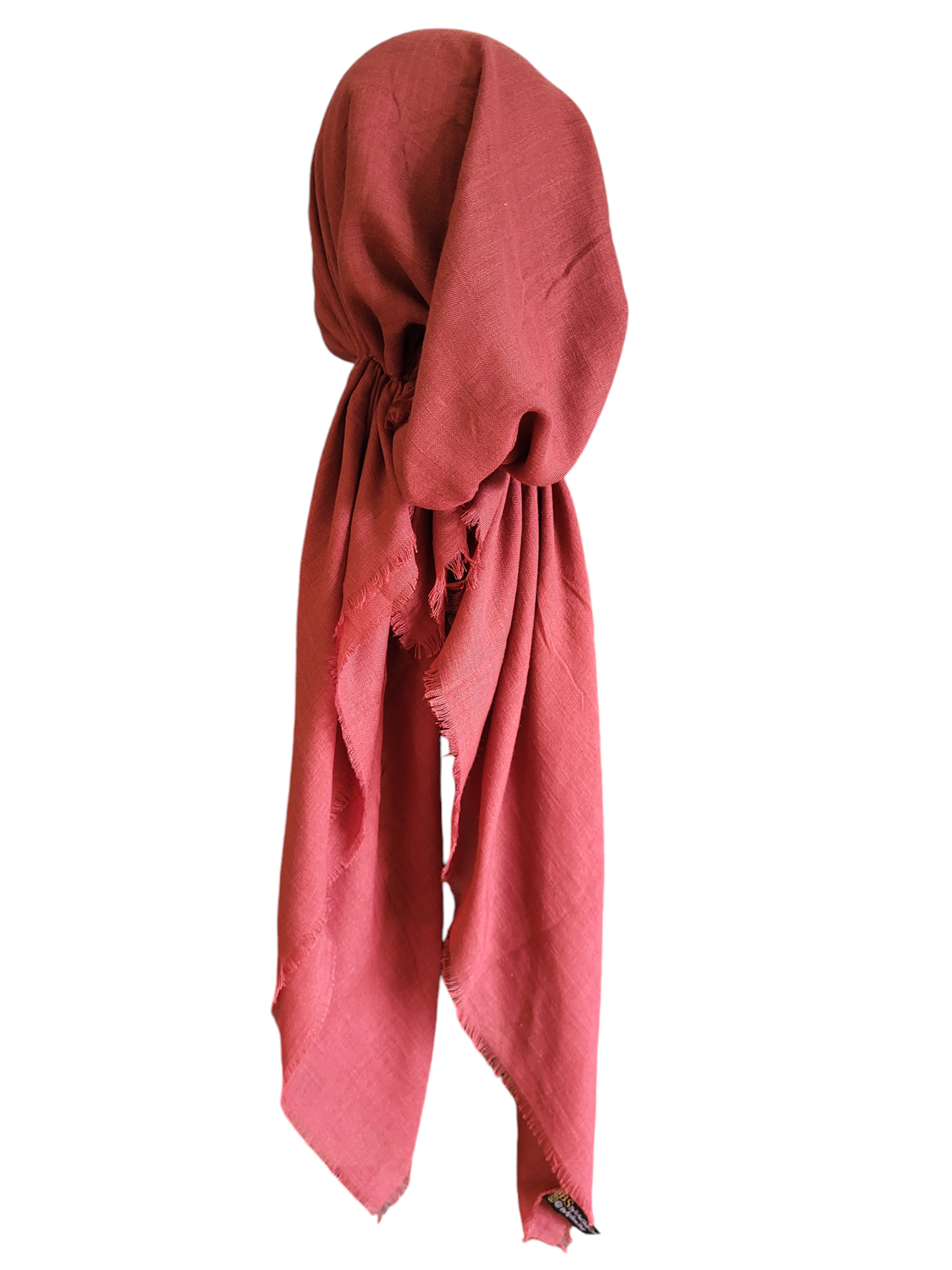 Rust solid  - soft fringes pretied tichel