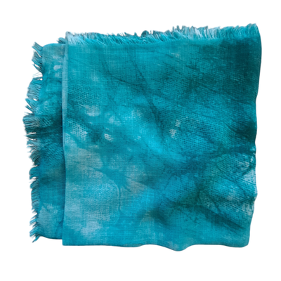Sea green/white tie dyed fringed tichel