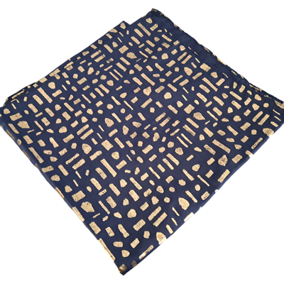 Navy/gold metallic shapes patterned tichel