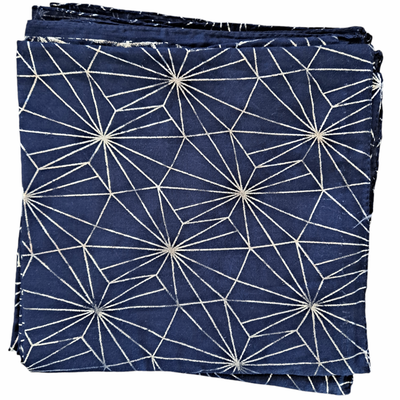 Silver metallic patterned tichel - navy