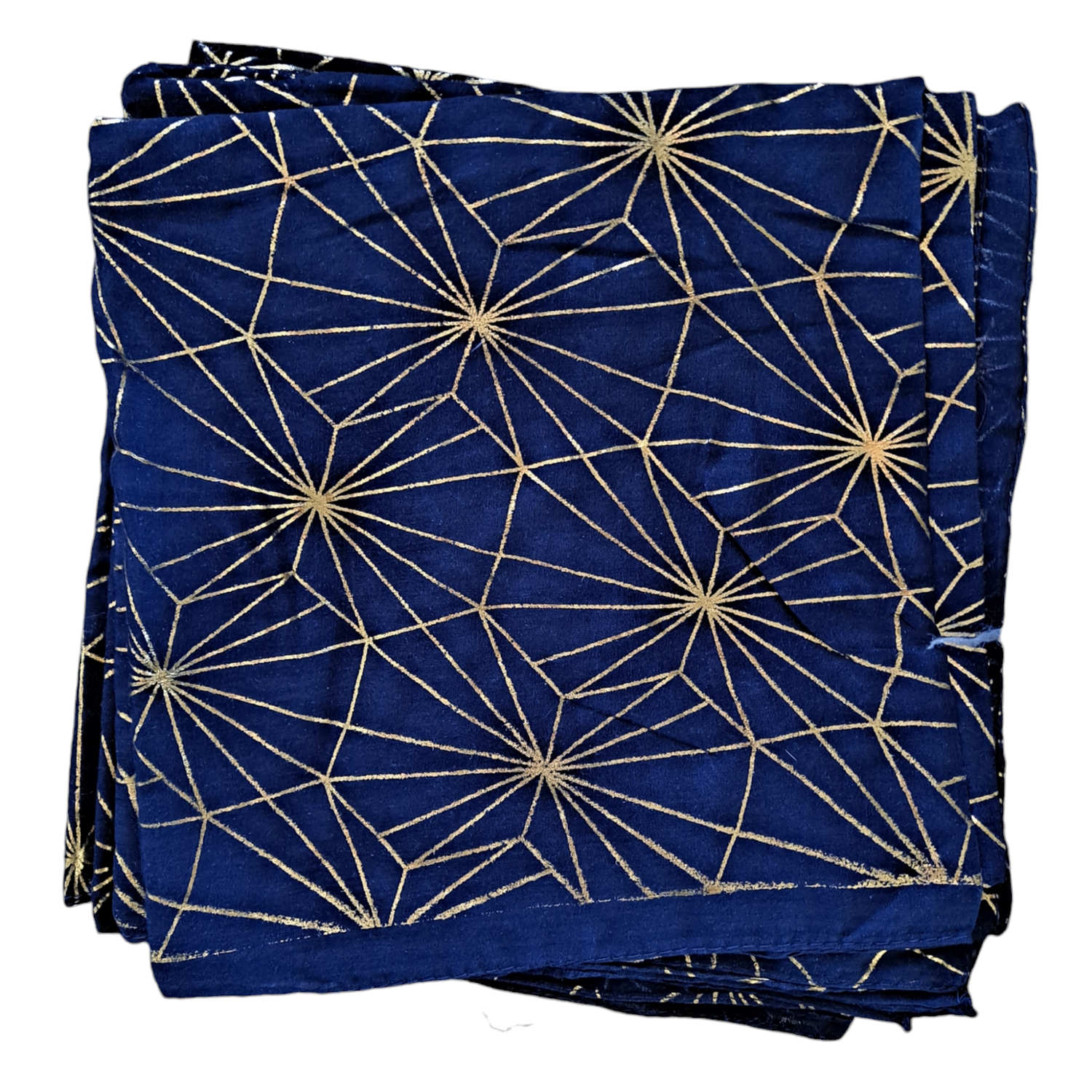 Gold metallic patterned tichel - navy