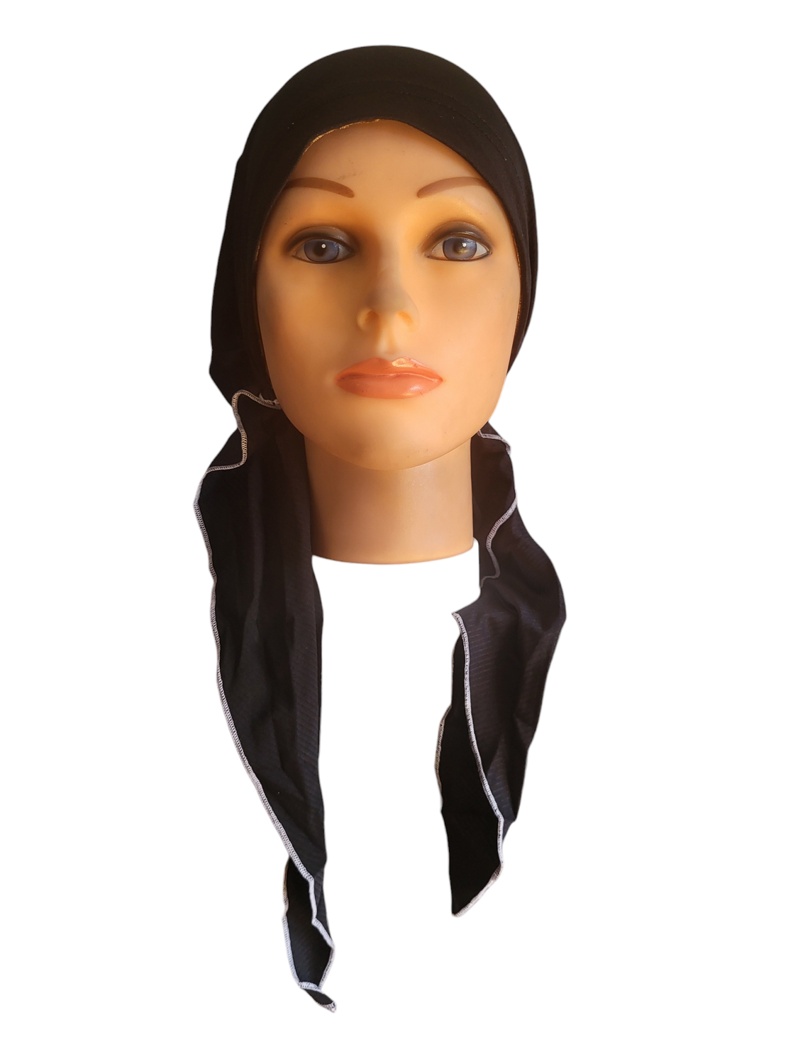 Black/white - Dri-Fit pretied tichel w/band sewn in