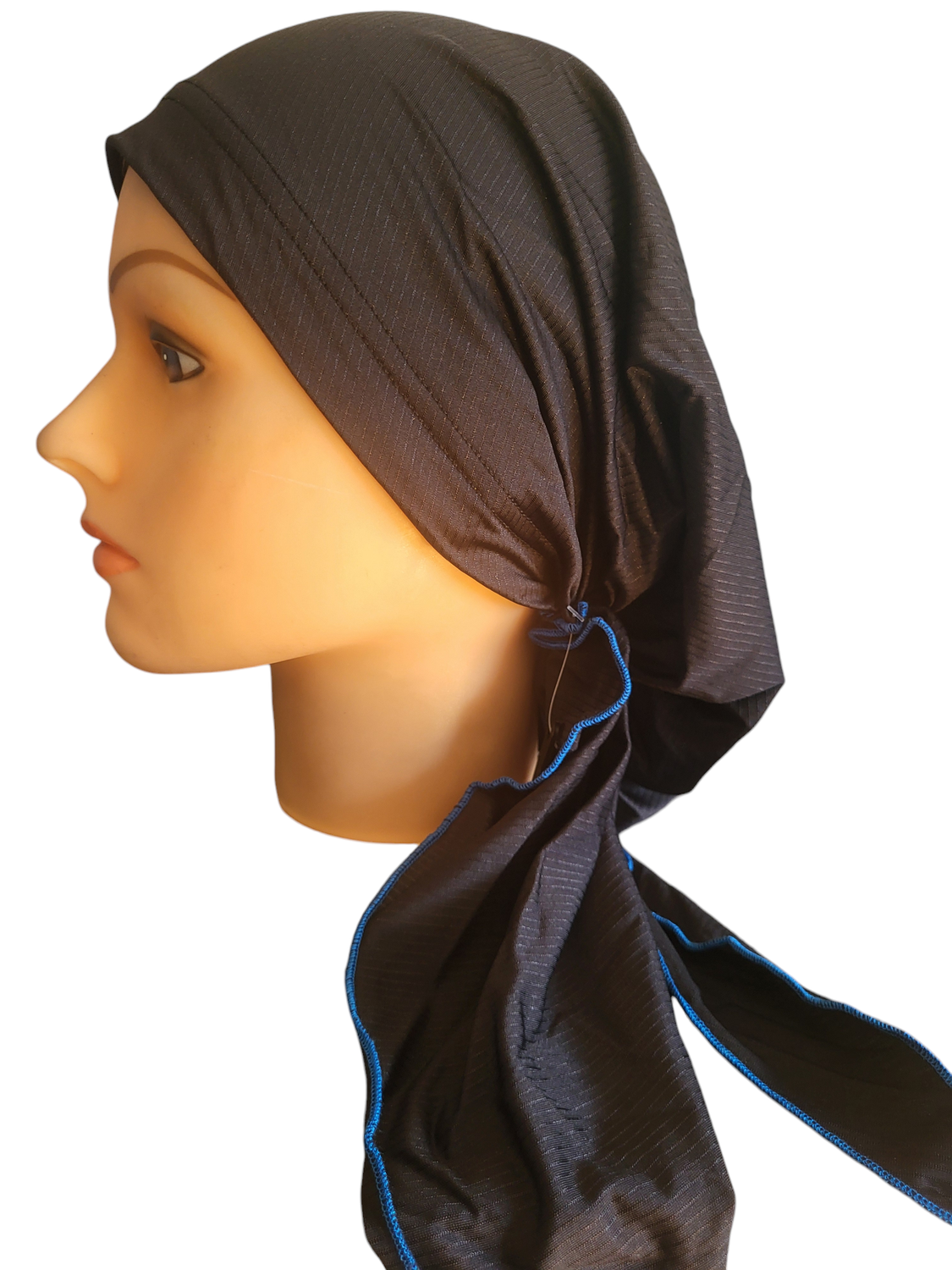 Black/royal blue - Dri-Fit pretied tichel w/band sewn in