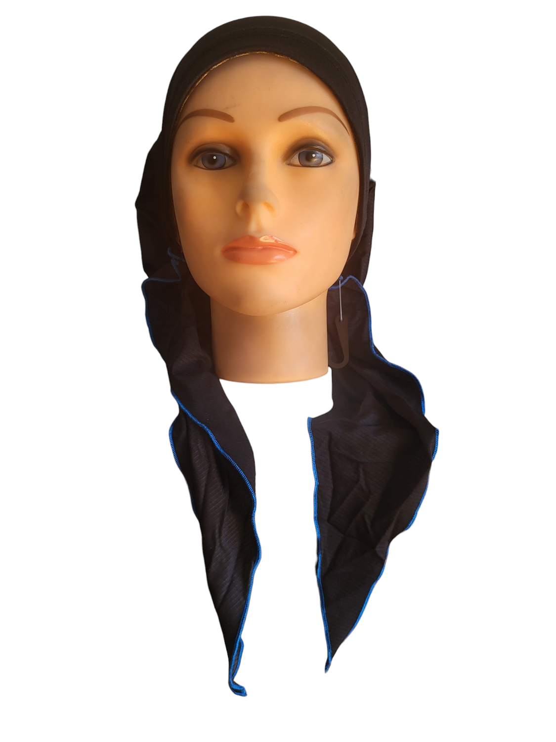 Black/royal blue - Dri-Fit pretied tichel w/band sewn in