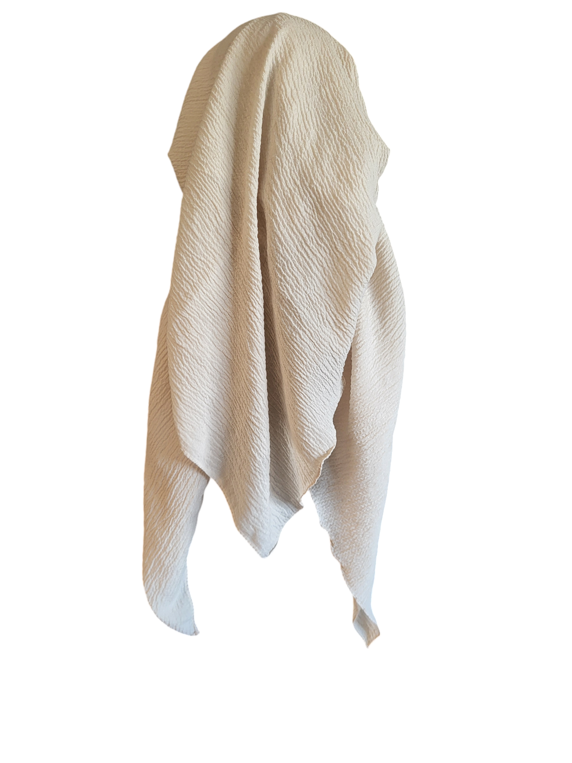 Cream textured long back pre-tied kerchief w/band sewn in