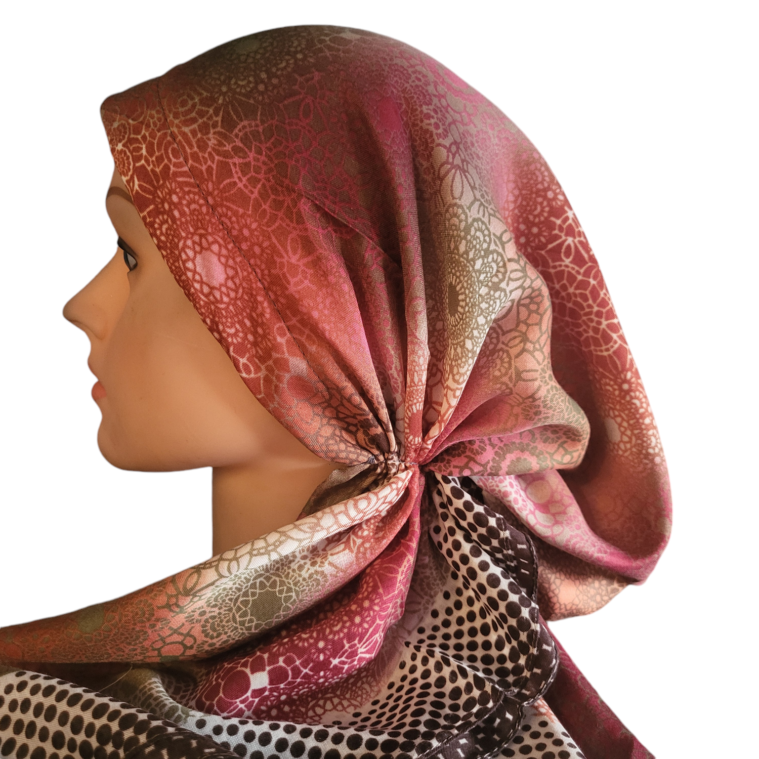 Chocolate brown n&#39; more - Turkish pretied tichel w/band sewn in (BBS)