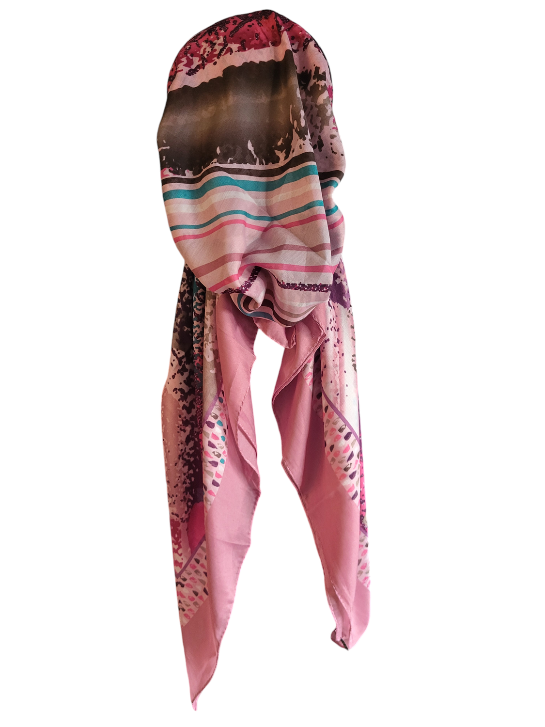 Pink n' more - Turkish pretied tichel w/band sewn in (BBS)