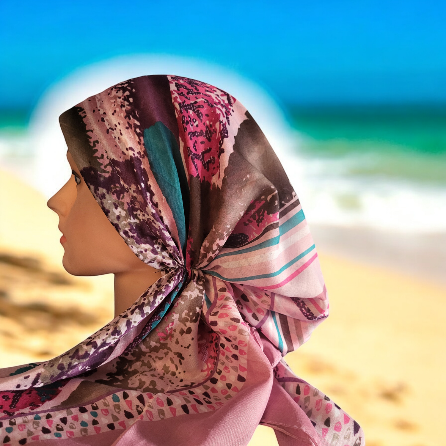 Pink n' more - Turkish pretied tichel w/band sewn in (BBS)