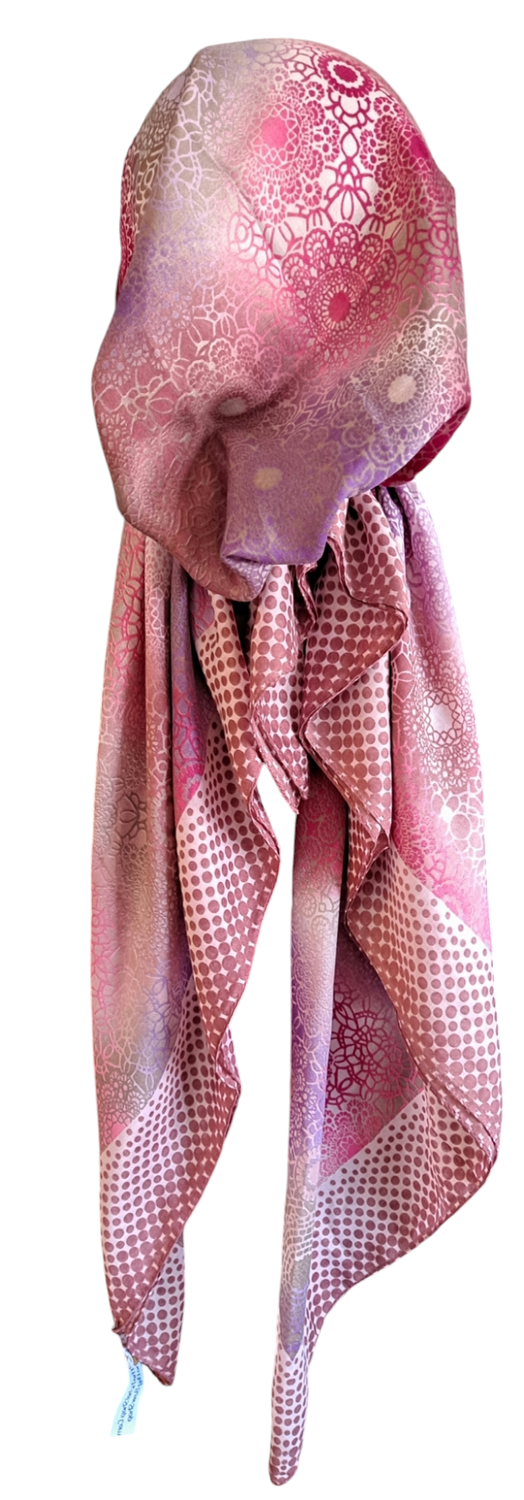 Mauve - dotted Turkish pretied tichel w/band sewn in (BBS)