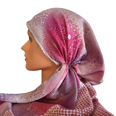 Mauve - dotted Turkish pretied tichel w/band sewn in (BBS)