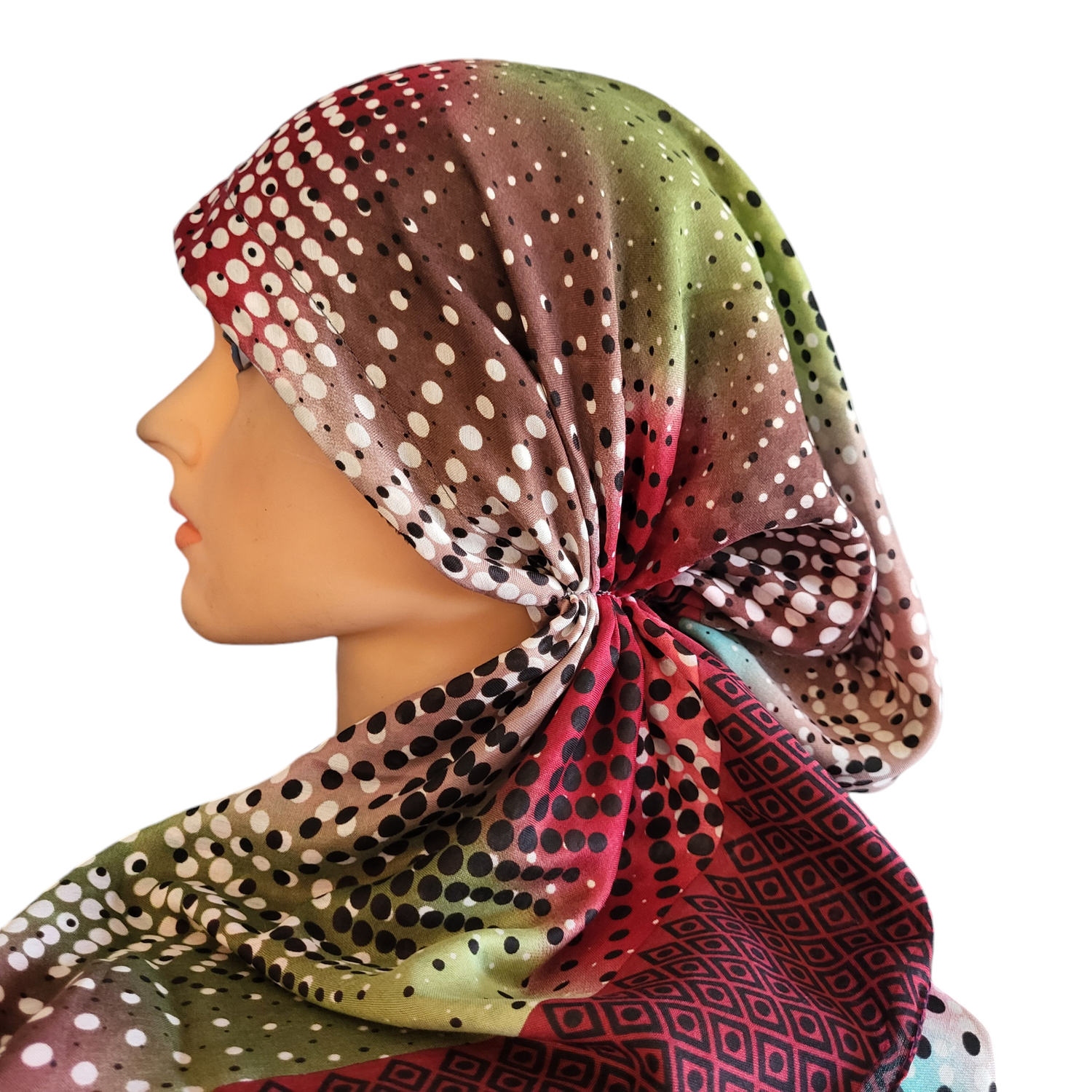 Burgundy n&#39; more - Turkish pretied tichel w/band sewn in (BBS)