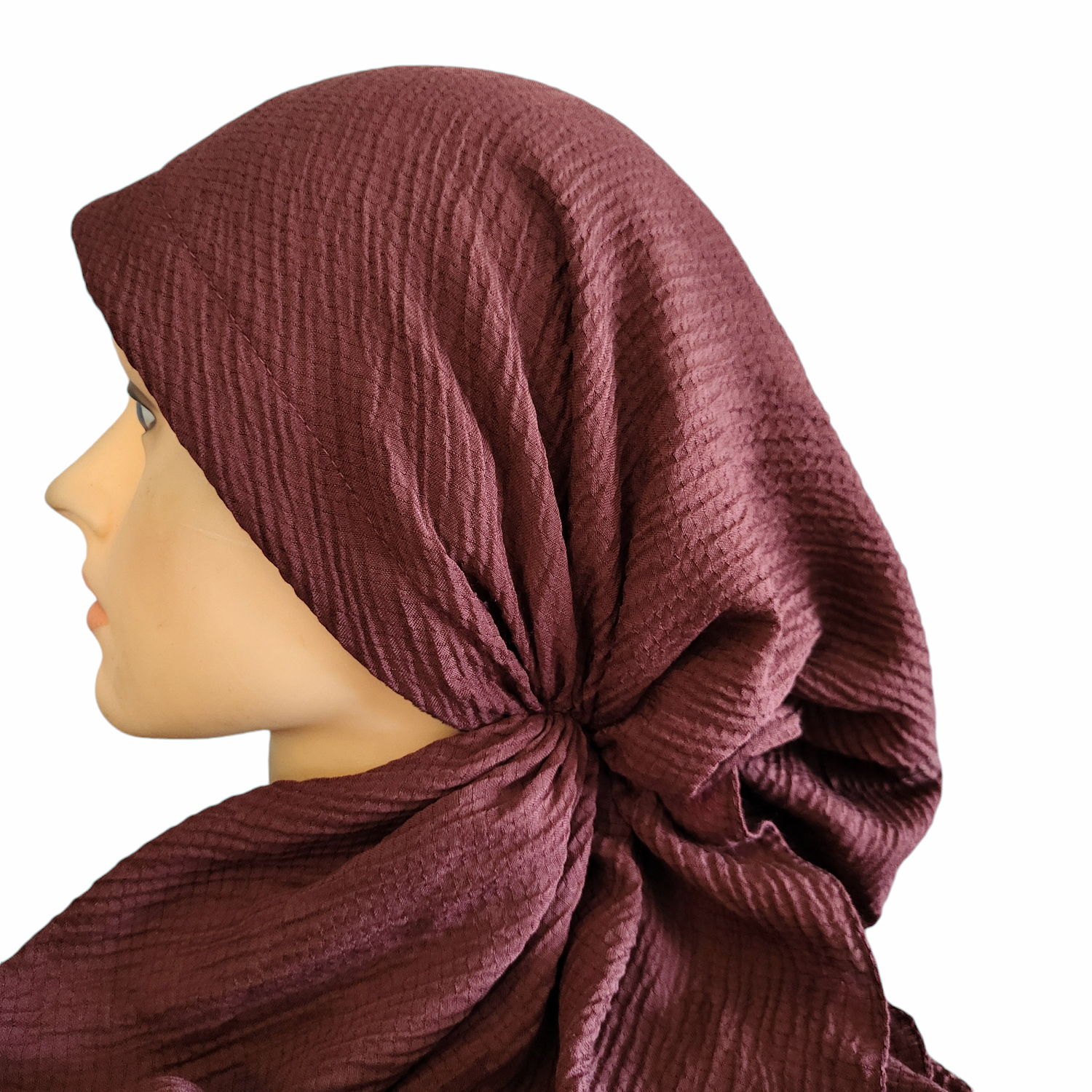 Burgundy wine textured pre tied tichel 