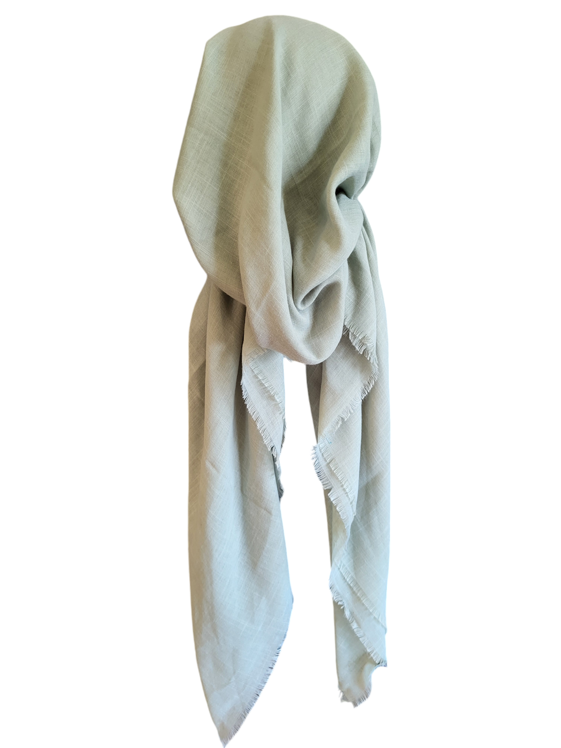 Light sage green solid  - soft fringes pretied tichel