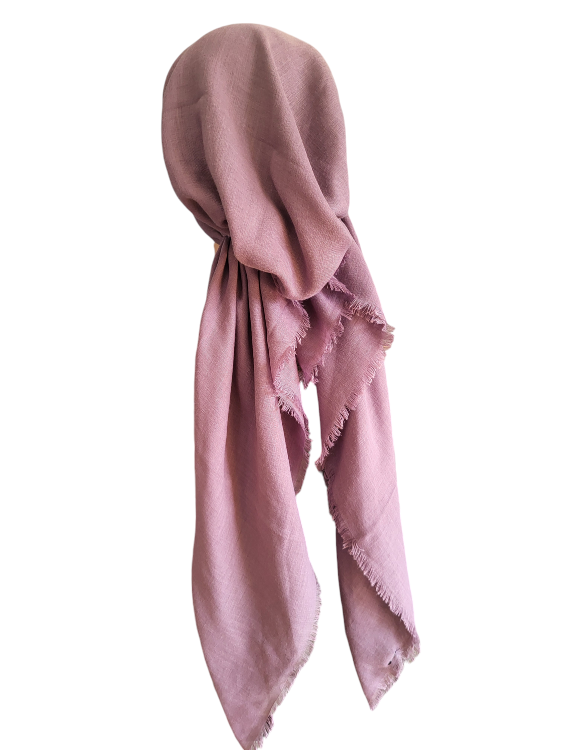 Dark lavender/berry solid  - soft fringes pretied tichel