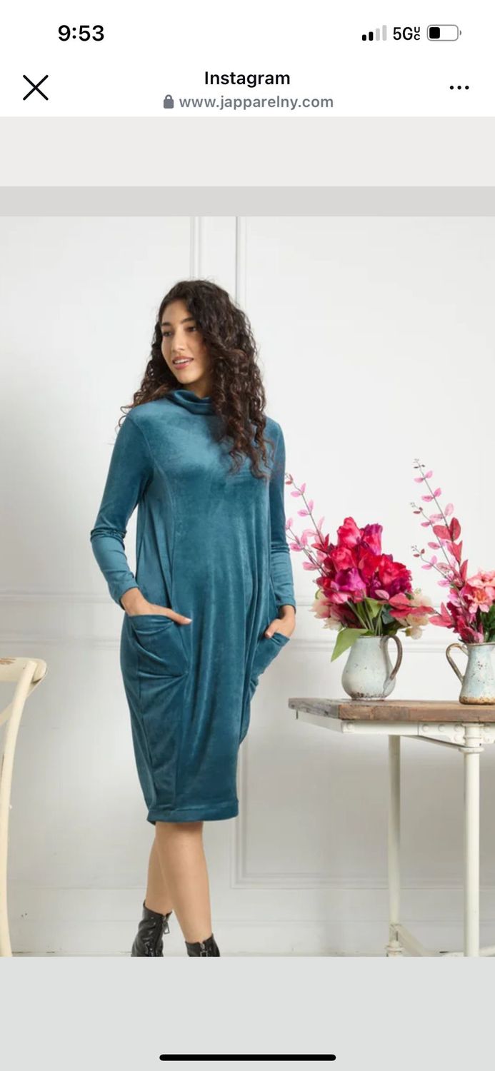 Velour dress LAST PIECE TEAL XL